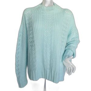 LC LAUREN CONRAD Sweater, XXL, Light blue, Loose knit, Long sleeves, Pointelle